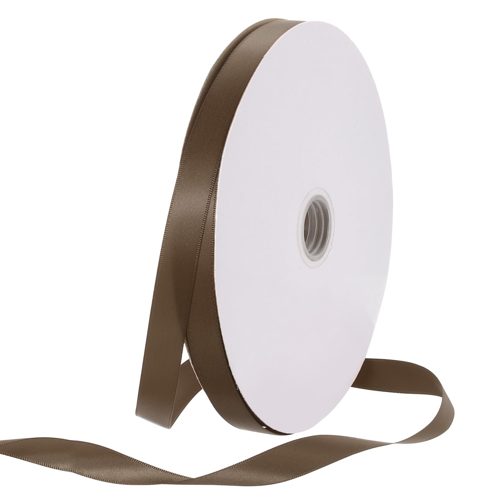 Rebower 15mm Satin Ribbon 91m Thick Double Face Grosgrain Silk Ribbon, [for Gift Wrapping, Hair Bows, Wedding, Cake, Flower] - 100 Yard/300ft/ Light Brown — image 1