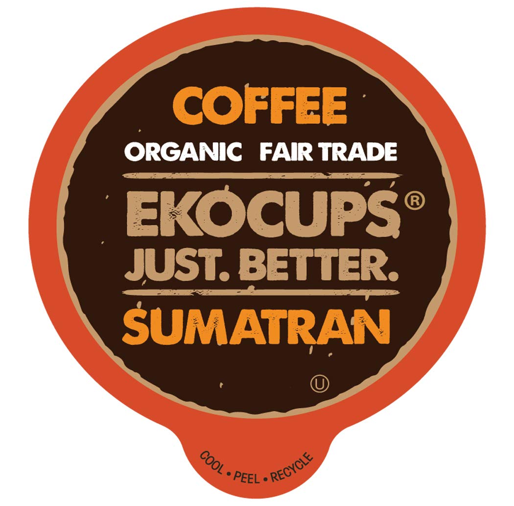 EKOCUPS Artisan Organic Sumatran Coffee, Dark roast, in Recyclable Single Serve Cups for Keurig K-cup Brewers, 40 count