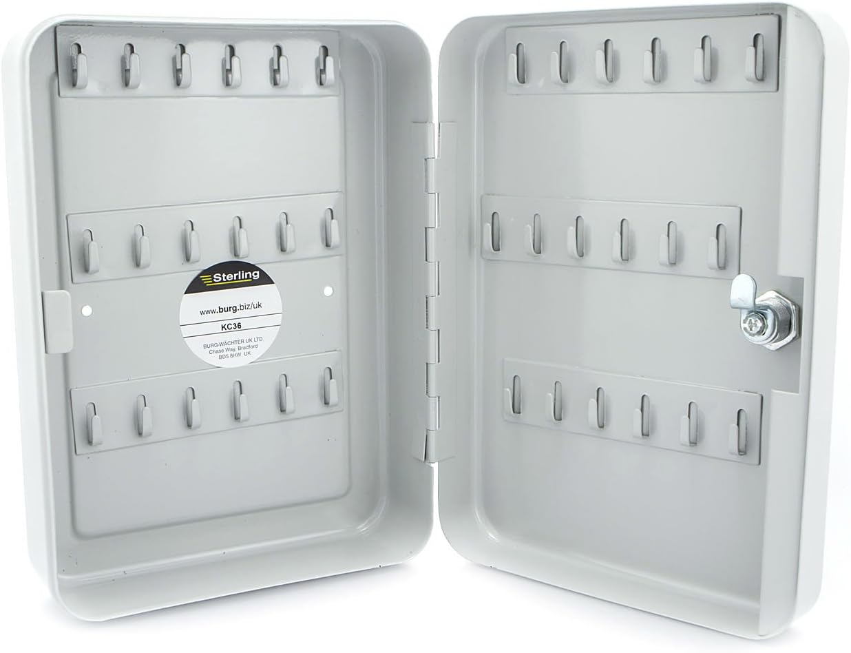 Burg Wachter Sterling KC36 36-Hook Key Cabinet, Gray, 180x250x80mm, Grey - Image 3