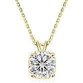 KRKC&CO Moissanite Necklace for Women, Lab Grown Sterling Silver Solitaire Heart Pendant, Anniversary/Birthday/Valentine's Day/Wedding Gift for Wife, Mom, D Color VVS1, 0.5-4CT