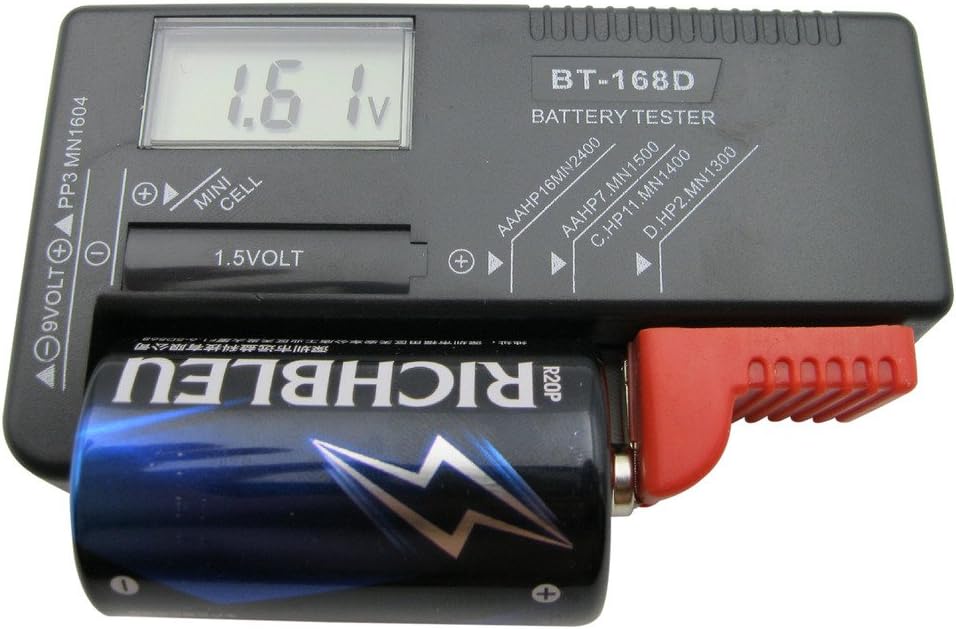 FXWX Universal Button Battery Checker Tester Support AA AAA Black Color