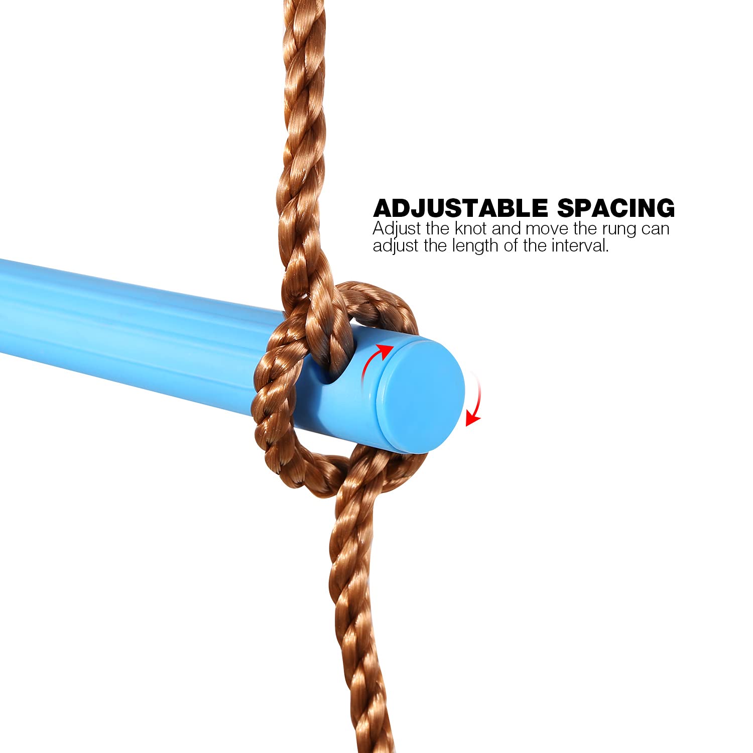 RedSwing 6.6 Ft Rope Ladder for Kids, Climbing Ladder for Swing Set, Hanging Rope Ladder with 1 Strap, Great for Play Set, Outdoor, Tree House, Playground, Ninja Slackline