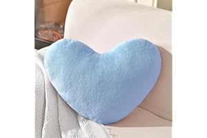 XIAIJIA Heart Pillow Blue Heart Shaped Pillow Soft Rabbit Fur Small Decorative Pillow for Bed Heart Cushion for Couch Girls Women Day Gift