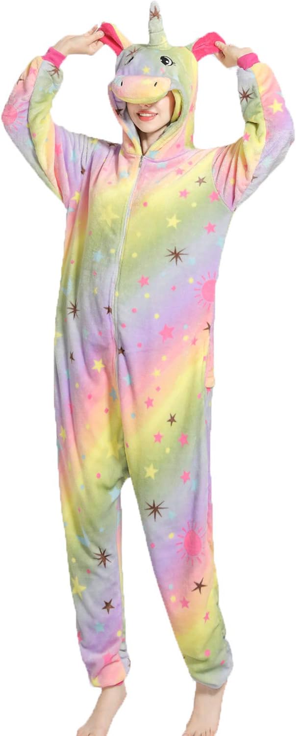 Unisex Unicorn Onesie Pajamas Halloween Cosplay Costume Animal Homewear Onepiece