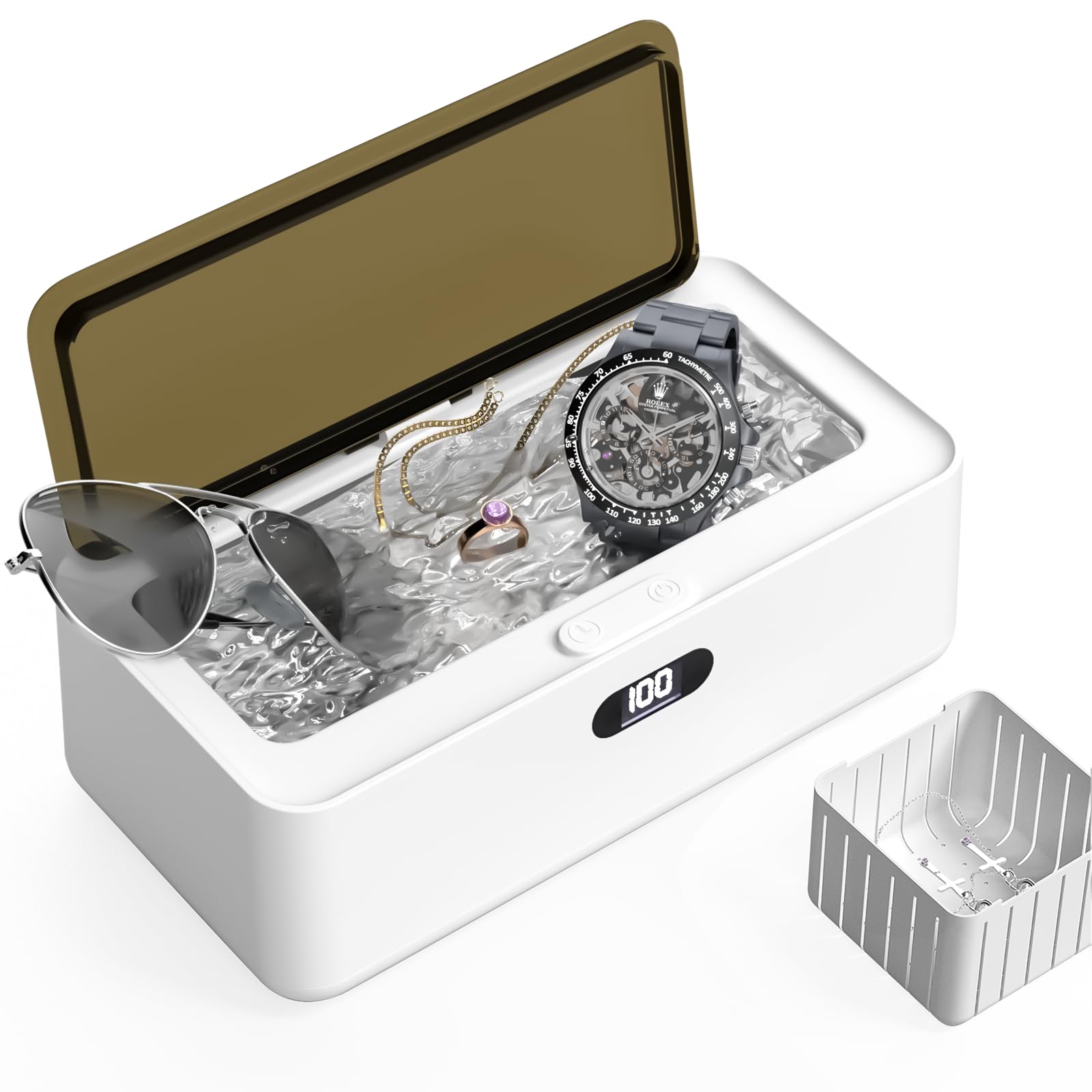 Photo 1 of 17oz (500ml) 45KHz Jewelry Cleaner Machine, Portable Professional Timer Jewelry Cleaner Machine with LED Display for Cleaning, Eyeglass, Watches, Dentures, Ring, Blade Razor