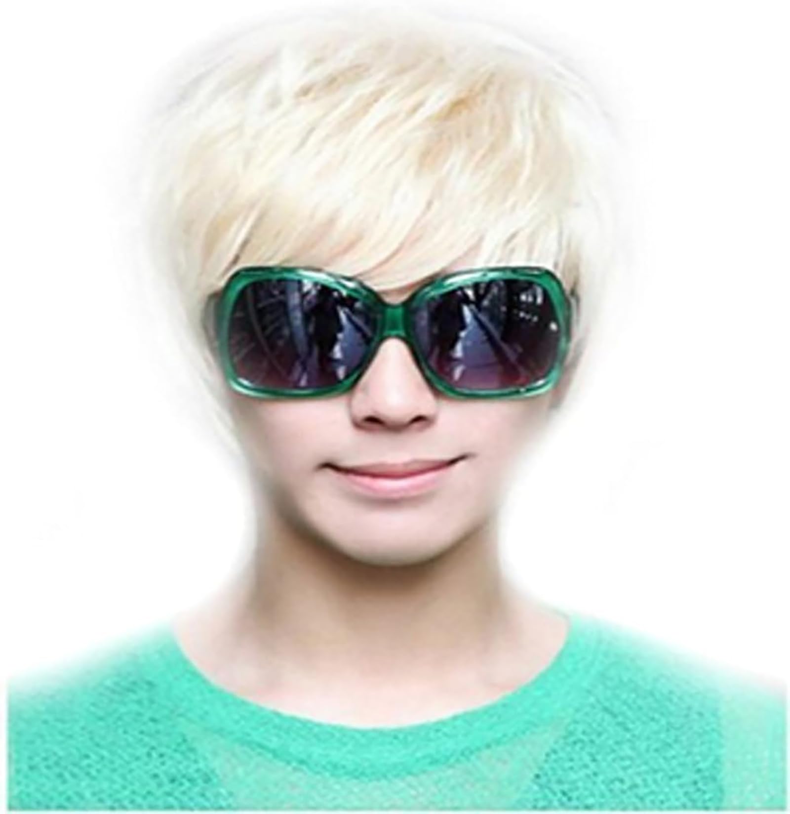 Men Short Blonde Wig Fluffy Straight Synthetic Wig Fashion Styling Fancy Dress Accessory for Halloween Christmas Carnival Party Cosplay Costume