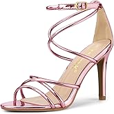 Allegra K Women's Strappy Straps Stiletto Heel Pink Sandals 9 M US