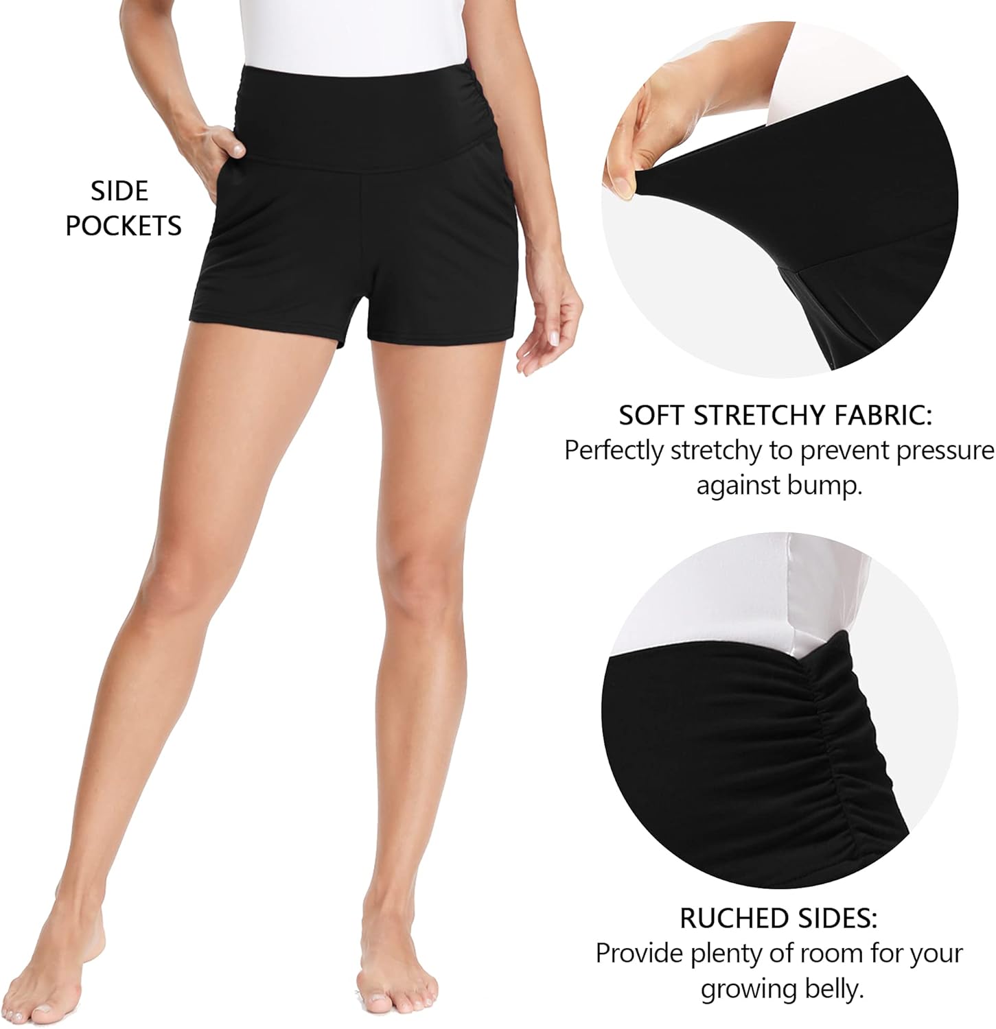 POSHGLAM Women's Maternity Shorts Comfy Stretchy Yoga Workout Lounge Casual Pregnancy Shorts with Pockets at  Women’s Clothing store