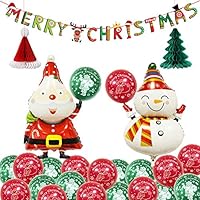 ETLEE Christmas Party Decorations - Merry Christmas Banner & Santa Claus/Snowman Foil Balloon & Honeycomb Decoration for Xmas Holiday Decor