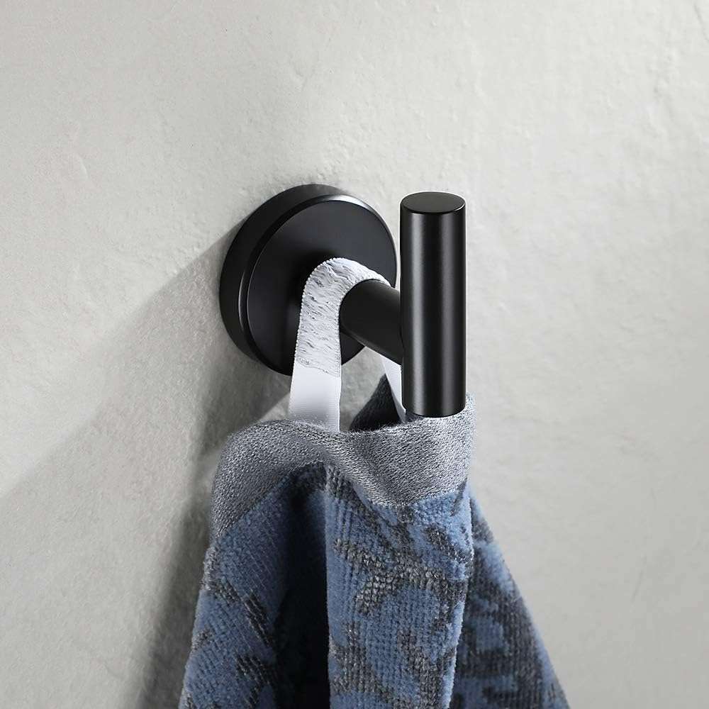 JQK Black Bathroom Towel Hook, Coat Robe Clothes Hook for Bathroom Kitchen Garage Wall Mounted (3 Pack), 304 Stainless Steel Matte Black, TH100-PB-P3: Home & Kitchen