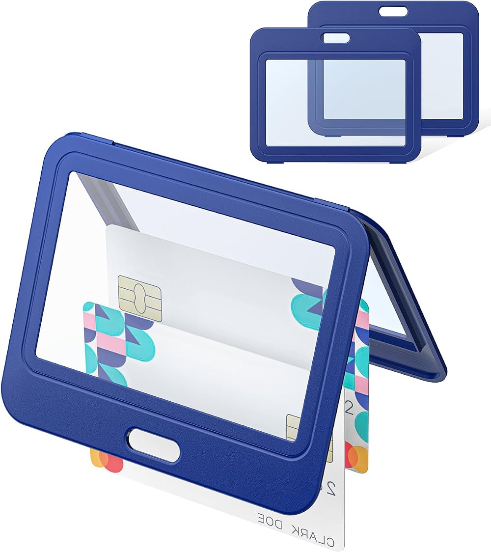 Uniclife 3 Pack ID Badge Holder Double-Sided Windows Blue Card Protector