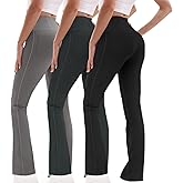 Flare Leggings for Women with Pockets Crossover High Waisted No Front Seam High Waisted Tummy Control Bootcut Yoga Pants