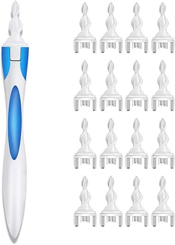 Ear Wax Cleaner, Earwax Remover Tool, Ear Wax Remover, Soft Silicone Spiral Earwax Remover Tool, 16 Replacement Heads, q-tip Replacement