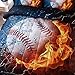 A Nice Night Baseball with Fire Print Comforter Quilt Set Bedding Sets for Teen Boys (Baseball,Full Size)