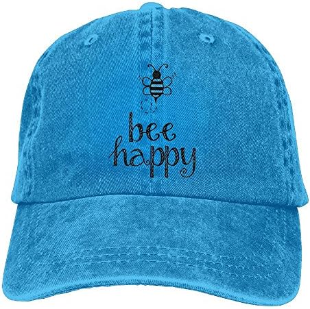 Bee Happy Hat Snap-Back Hip-Hop Cap Baseball Hat Head-Wear Cotton Snapback Hats Royalblue