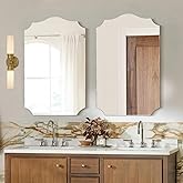 Autdot 2-Pack Arched Mirror Wall Decor, Frameless Bathroom Mirrors for Over Sink, Tempered Irregular Wall Mirror, for Living 