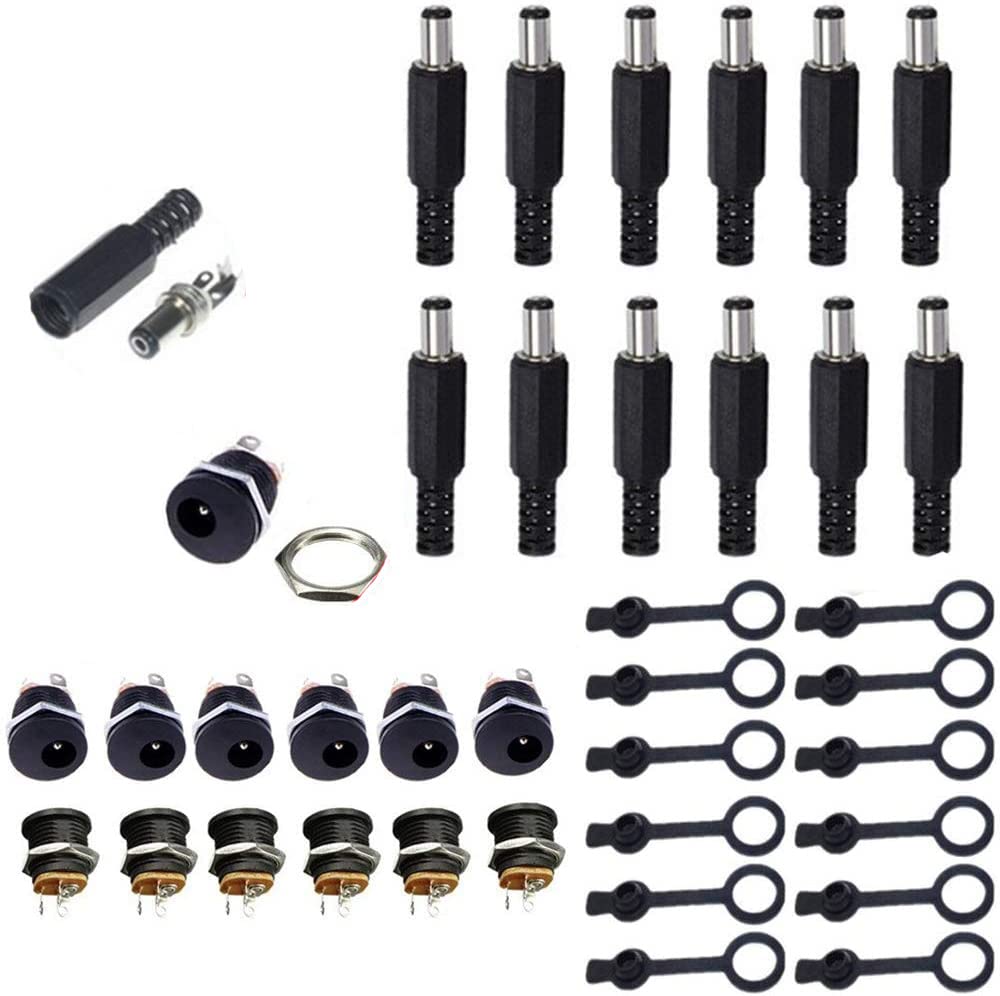 RUNCCI-YUN 5.5MM x 2.1MM 12pcs Male/Female DC Power Jack Adapter + Connector