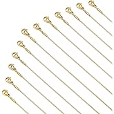 Loprome 12 Pcs Necklace Chains Gold Plated Stainless Steel Snake Chain Necklace, Thin Round Snake Chains with Lobster Clasp for DIY Jewelry Making, 1mm