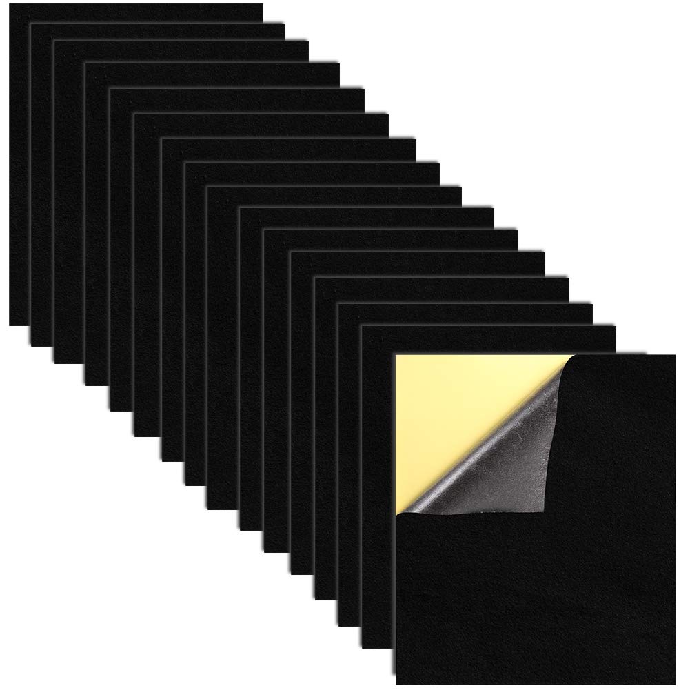 Rubywoo&chili 20 Black Adhesive Felt Sheets, 0.5mm Thickness Self-Adhesive Water Resistant Fabric Sticky Back Sheets A4 Size (21 x 30 cm) for Art and Craft Making