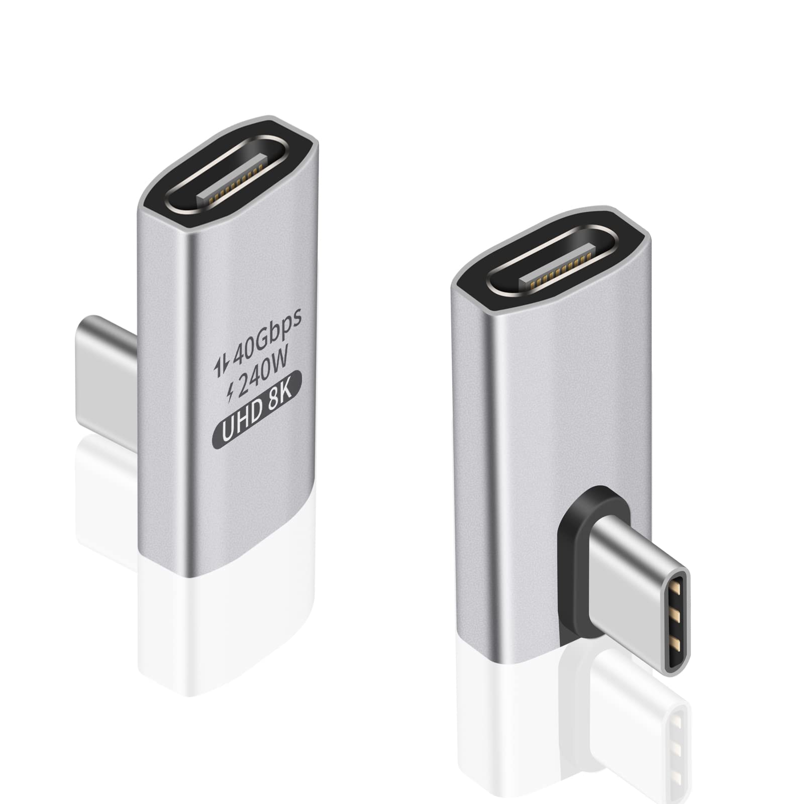 Duttek Angled USB C (2 Pack) USB C Male to C Female Adapter – 40Gbps Data Transfer, 240W Charging, 8K Video Compatible for Thunderbolt 4/3, MacBook, Tablet — image 1