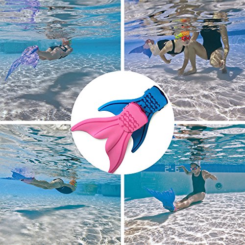 Coastacloud Adjustable Flippers Mermaid Fin Swim Fins for Kids Boys Girls Red