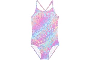 ALAKUOTI Girls One Piece Swimsuits Summer UPF 50+ Quick Dry Beach Bathing Suit Cross Shoulder Strap Swimwear 2-10 Years