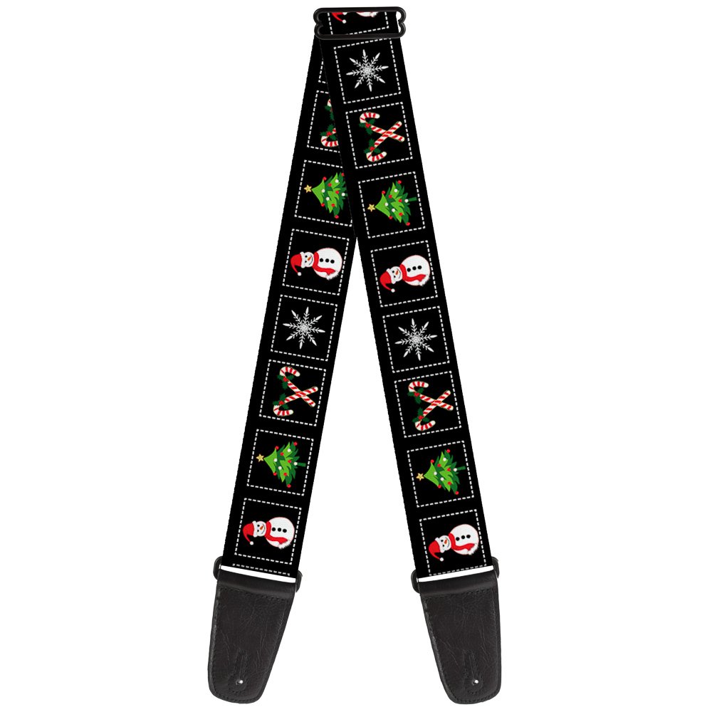 Buckle-Down GS-W35532 "Christmas Blocks Black/White/Multi Color" Guitar Strap