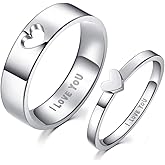 LAVUMO Matching Heart Promise Rings for Couples I Love You Engagement Wedding Ring Band Sets for Him and Her Stainless Steel High Polished Comfort Fit