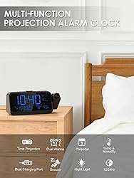 ROCAM Projection Alarm Clock for Bedroom, Digital