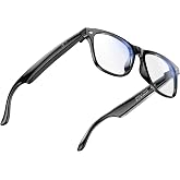 hellibito AI Translation Smart Glasses for Men Women, Bluetooth 6.0 Call Sunglasses, UV Protection, Voice Assistant, Open Ear Audio with Mic &amp; Speaker (Black Frame-Transparent Lens)