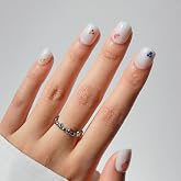 Glamnetic Press On Nails - Extra Short, Glossy Fake Nails 30 Pc Full Kit | Milky white press on nails: Sweet Picks. Full kit. Dainty 3D fruit accent glue on nails. Wear fake nails up to 2 weeks