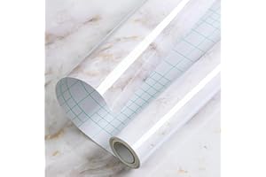 Haton Marble Contact Paper Peel and Stick Wallpaper 17.5" x 78.7" for Countertops, Removable Self Adhesive Waterproof Granite Paper for Cabinet Drawer Shelf Liner Furniture Bathroom Kitchen, Glossy