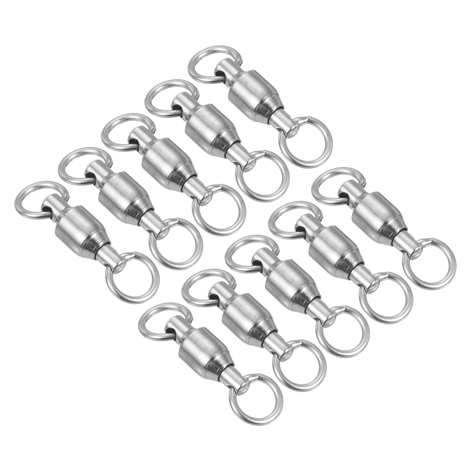 PATIKIL Ball Bearing Swivel, 10 Pack 72lb Carbon Steel Solid Welded Ring Fishing Tackle Connector, Silver