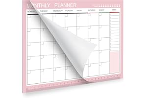 Phyxin Undated Monthly Planner, 54 Sheets Blank Calendar with Memo, 11.2"x8.3" Monthly Calendar Planner, Tear Off Blank Planner with Daily Schedule & Calendar, Pink