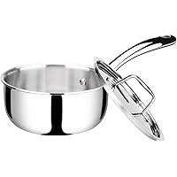 duxtop Whole-Clad Tri-Ply Stainless Steel Saucepan with Lid, 1.6 Quart, Kitchen Induction Cookware