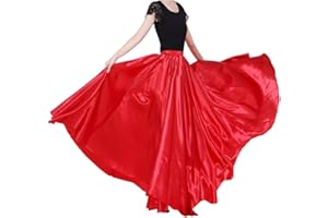 BACKGARDEN Ladies 20 Yard Elegant Satin Long Full Skirt for Ballroom Belly Dance Performance Costume Dress