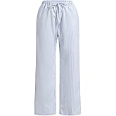 GORGLITTER Women's Striped Boxer Pants High Waisted Wide Leg Drawstring Causal Lounge Pajama Trousers