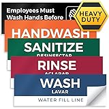 5 Pack Wash Rinse Sanitize Sink Labels, Waterproof Sticker Signs, 3 Compartment Sink Labels - Restaurant Supplies, Food Truck