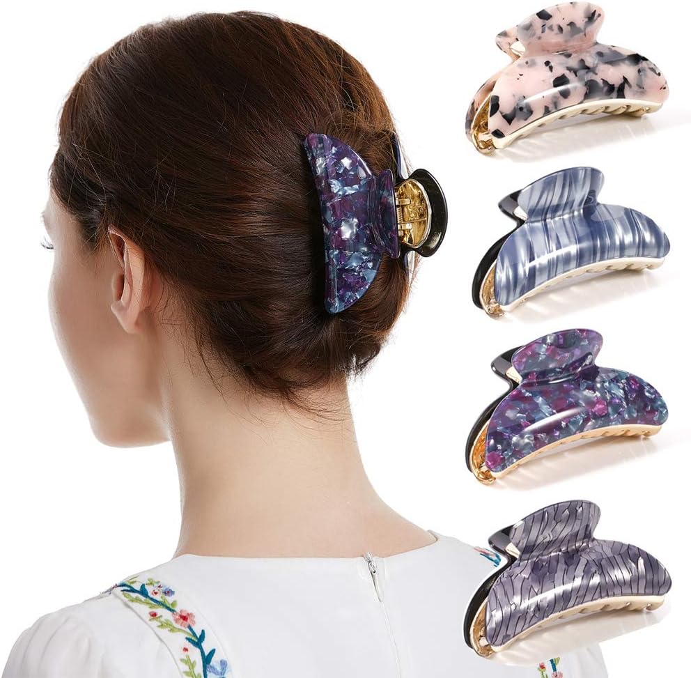 Twinfree 4 Pack Women Jaw Clips for Hair Plastic Jaw Hair clip Barrette for Lady (color 2)