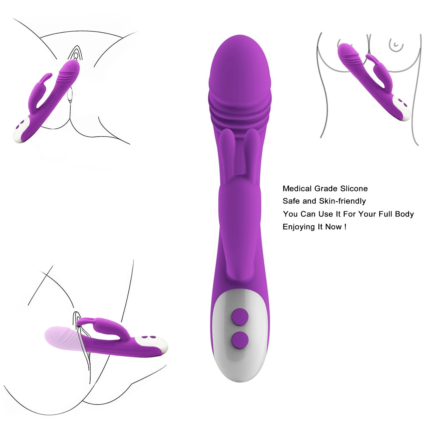 Vibratoren für Sie Klitoris und G-punkt Stimulation mit Stoßfunktion,James Love Silikon Dildo Dual Motoren Rabbit Vibrator mit 7 Vibrationsmodi, Sexspielzeug für frauen und paare,Wasserdicht,leise (Lila)