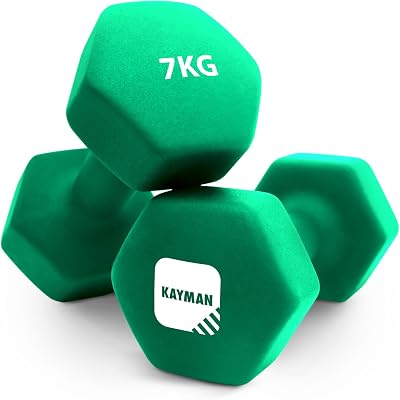 KAYMAN Neoprene Dumbbells Pair with Anti-Slip Grip 1-10 kg Set