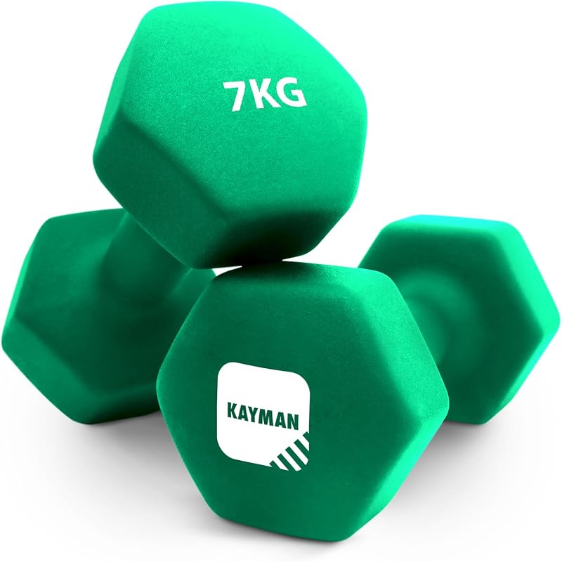 KAYMAN Neoprene Dumbbells Pair with Anti-Slip Grip 1-10 kg Set