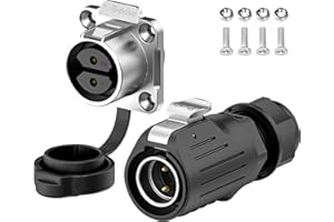 PLUGOOD EW-LP20 Industrial Waterproof Connector IP68 Quick Plugging Circular Connector Anti-Interference Shell Aviation Connector Fast Release Electrical Connector M20 2-12 Pin Flange Socket (2 Pin)