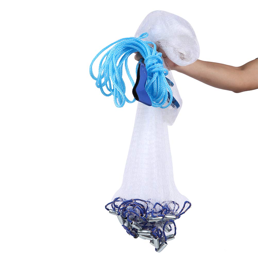 Cast Net, Saltwater American Fishing Cast Net Casting Nets for Bait Fish Heavy Duty Throw Net Fishing Nets for Saltwater, 8FT/10FT Radius Size(9.8ft)