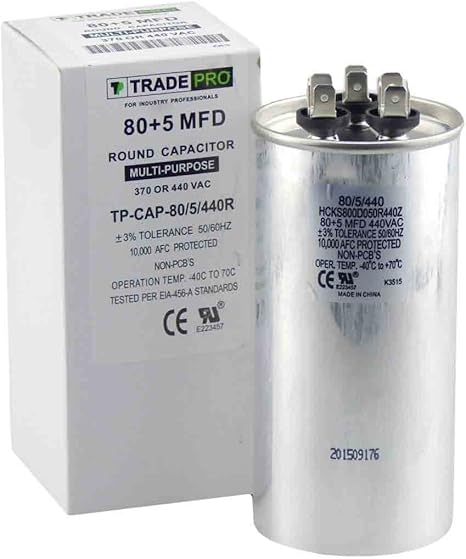 Amazon Com Tradepro 80 5 Mfd 440 Or 370 Volt Round Run Capacitor Replacement 80 5 Home Kitchen