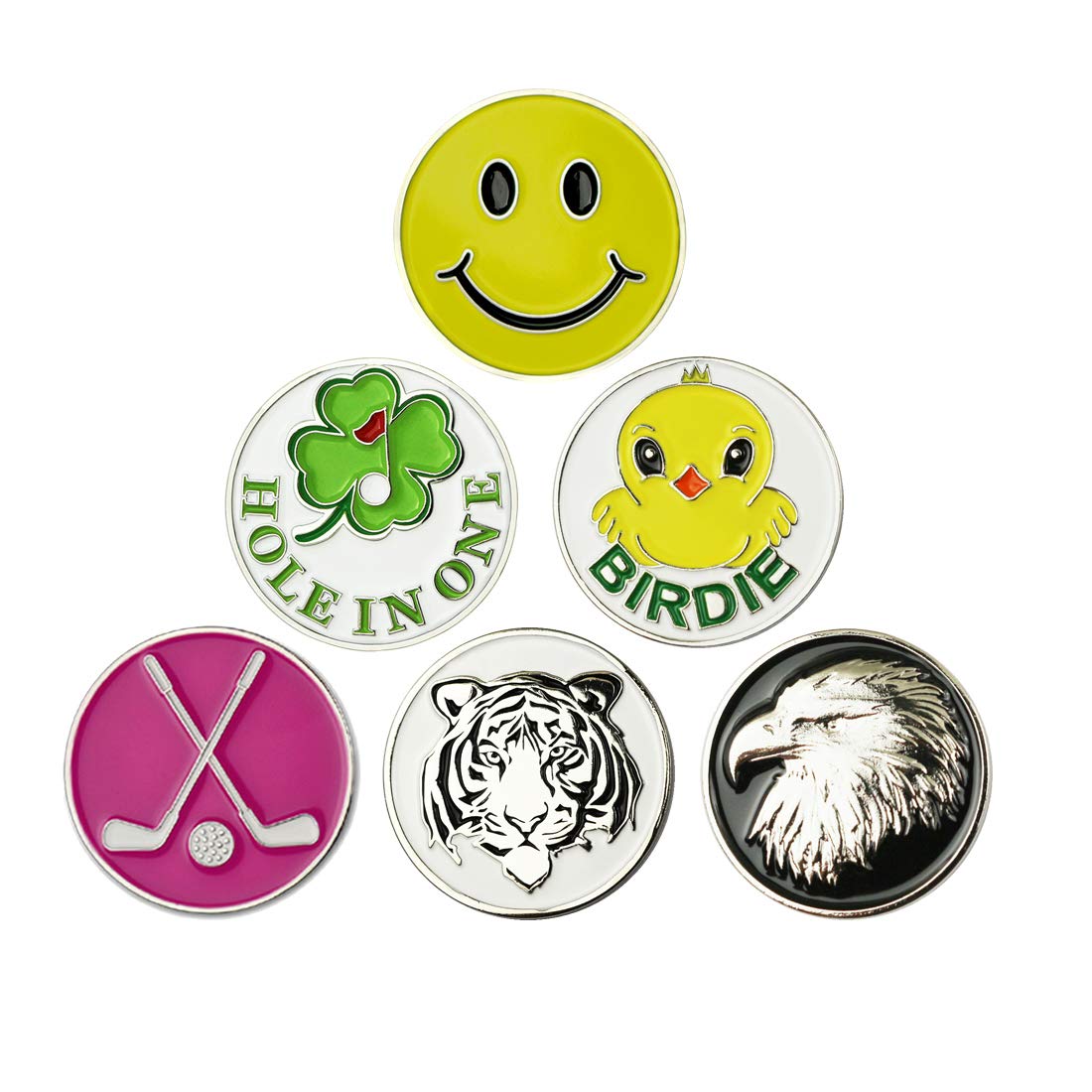 GOLTERS Golf Ball Markers Golf Markers Golf Gifts Clips Pack of 6 (Mixed 03)