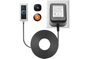 KZFULI 24V Video doorbell Power Transformer, Compatible with Nest Hello, Wyze, Eufy, and Ring Video doorbells. Line Length 26 feet Black（1Pcs）