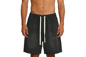 Men Baggy Jean Shorts Y2K Jorts Loose Fit Vintage Hip Hop Streetwear Summer Denim Shorts Below Knee Jorts