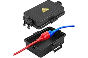 DIQMIAQ Mini Outdoor Electrical Box, IP54 Waterproof Extension Cord Cover (Inside 6.2 x 3.9 x 2.7 inches) Weatherproof Connection Box for Plug,Connector, Power Cord, Festive Light(2 PCS Black)