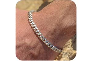 BRAYEG S925 Sterling Silver 6mm Cuban Link Chain Bracelets for Men,2.5mm Rope Chain Mens Bracelet Set for Men's&woman,Trendy hip-hop stacking Chain Gift Boyfriend/Girlfriend,Non Tarnish Hypoallergenic
